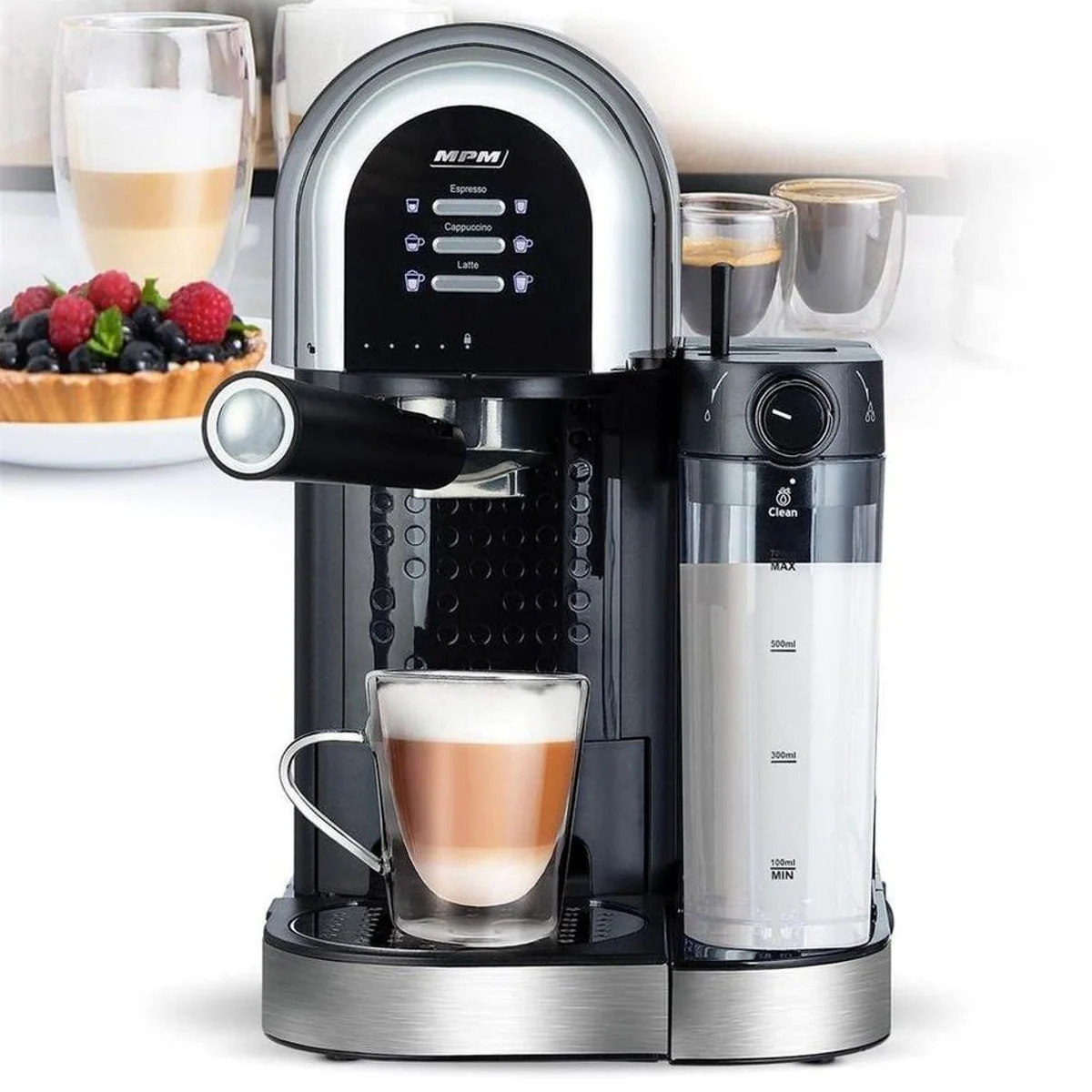 MPM MKW-14M Siebträgermaschine, automatisches Milchsystem, bis zu 6 Kaffeevariationen