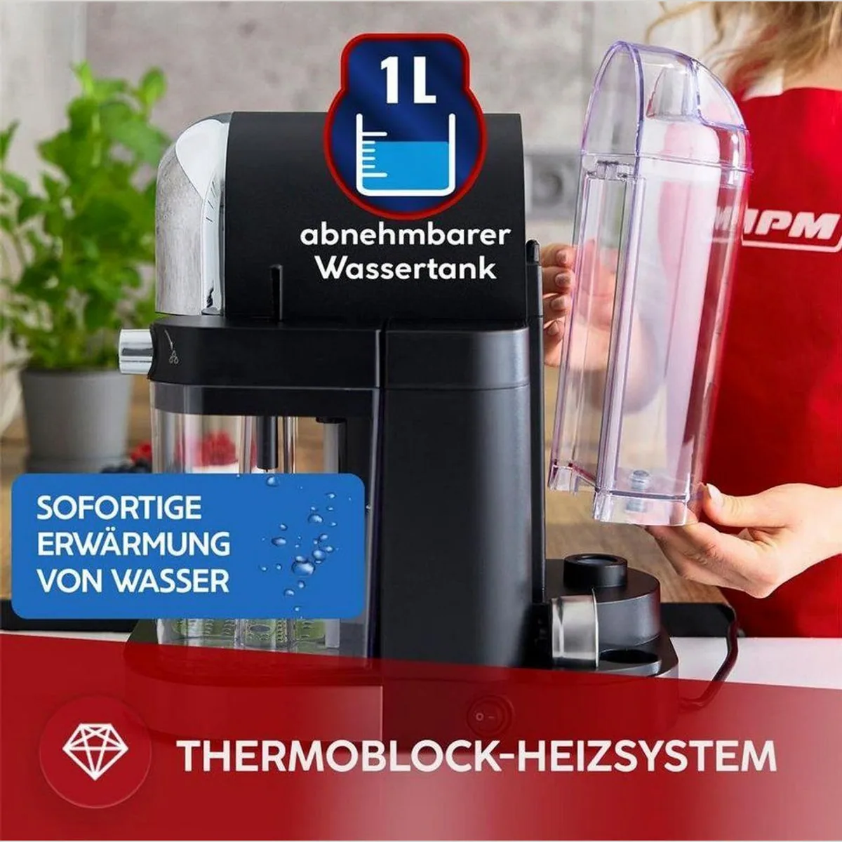 MPM MKW-14M Siebträgermaschine, automatisches Milchsystem, bis zu 6 Kaffeevariationen 3