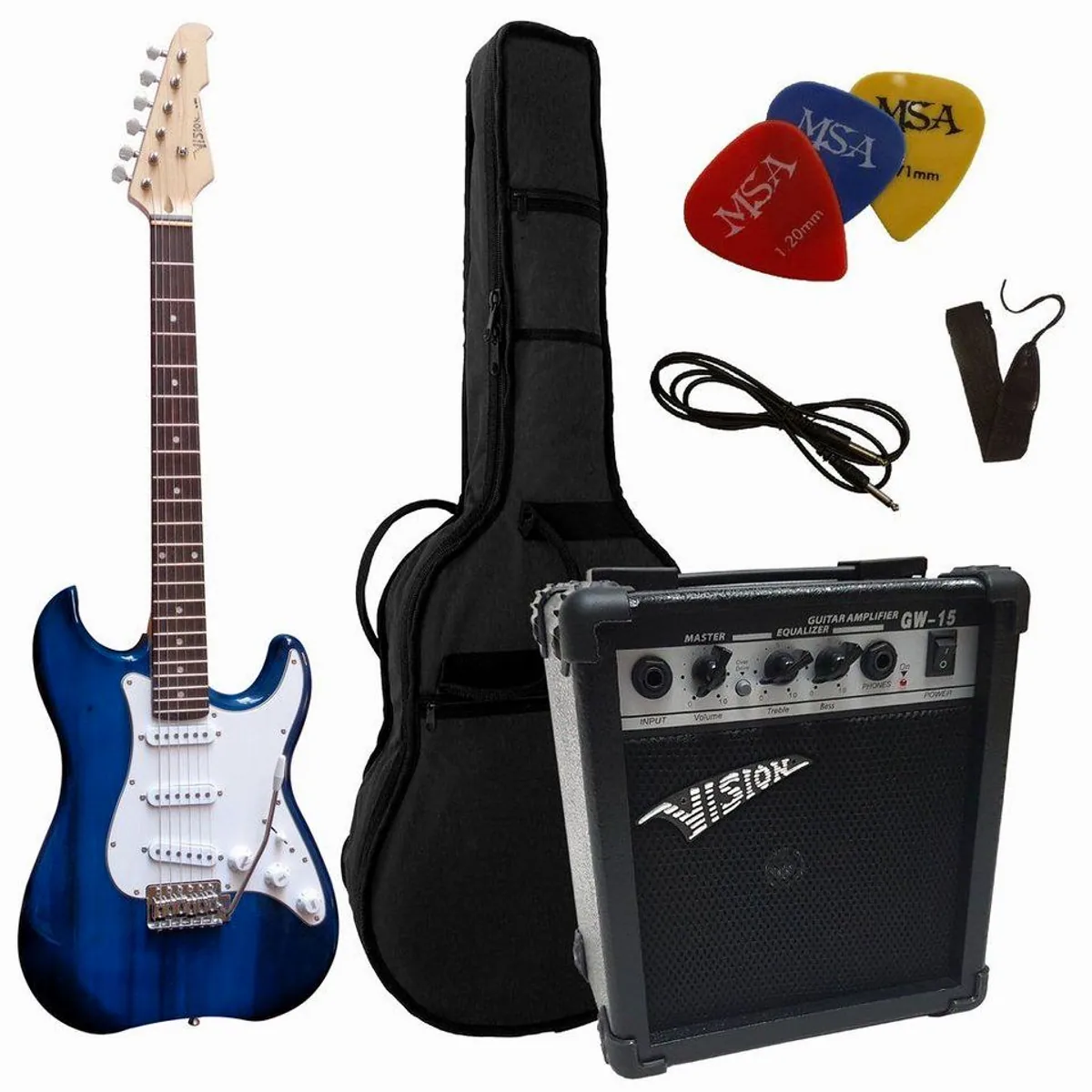 MSA E-Gitarre 3/4 Junior Set, 20 Watt Verstärker, Tasche & Zubehör