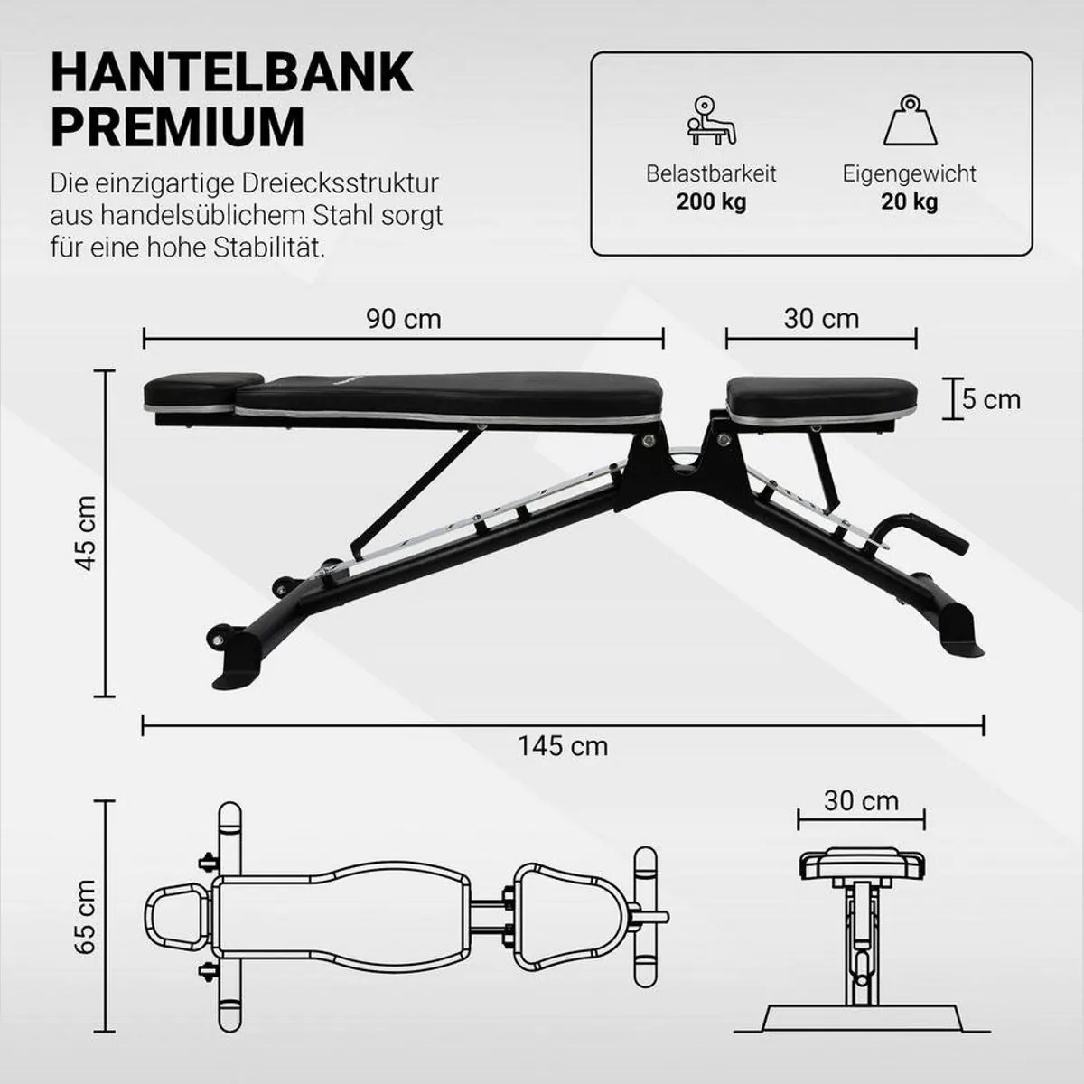 MSports Hantelbank Verstellbar, robust, vielseitig, für Zuhause und Studio 5