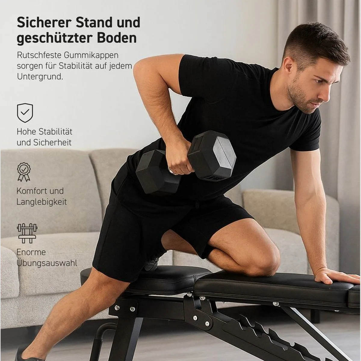 MSports Hantelbank verstellbar, 6-fach einstellbare Rückenlehne, bis 300 kg belastbar 5