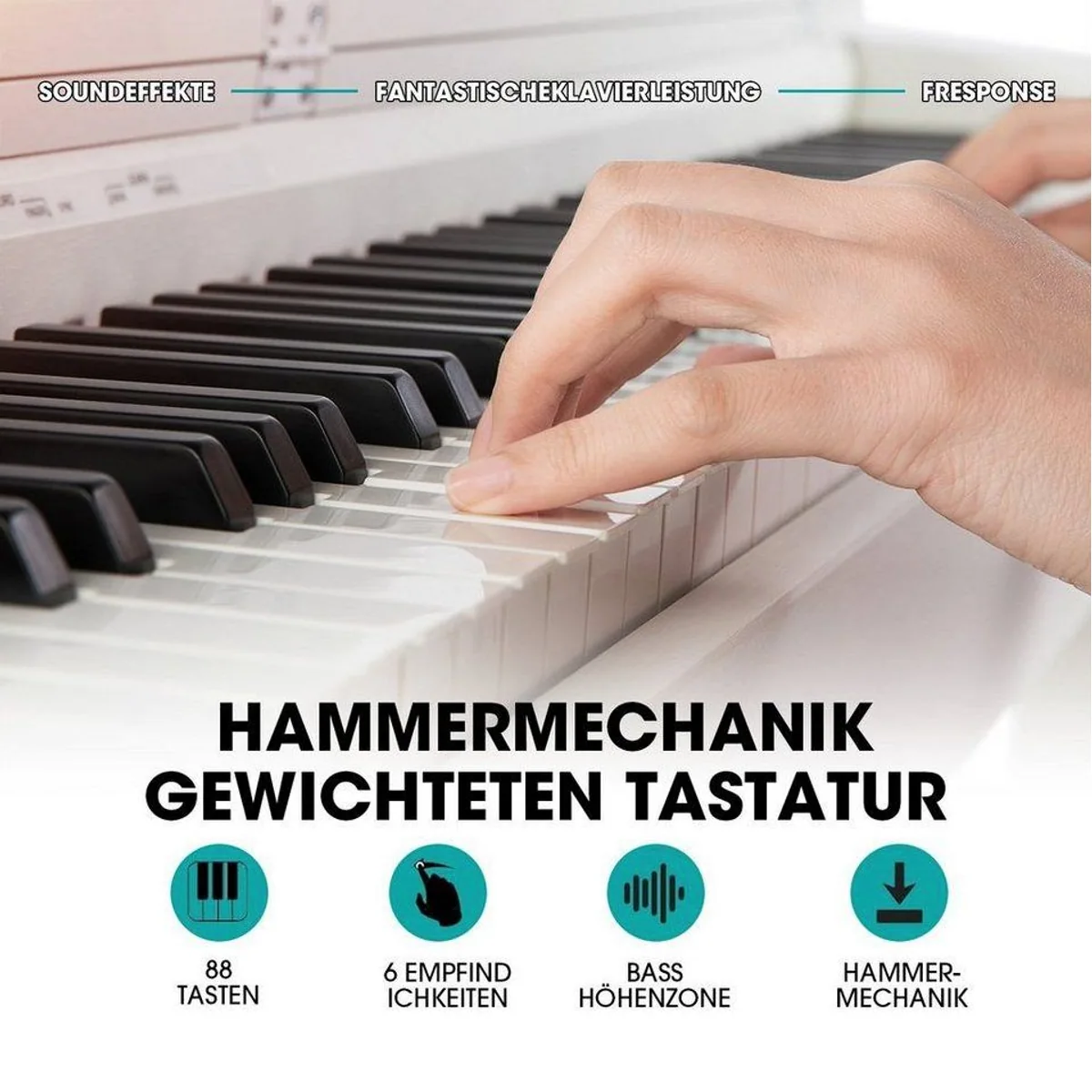 MUSTAR Digitalpiano E-Piano, 88 Tasten, Hammermechanik, USB/MIDI 3