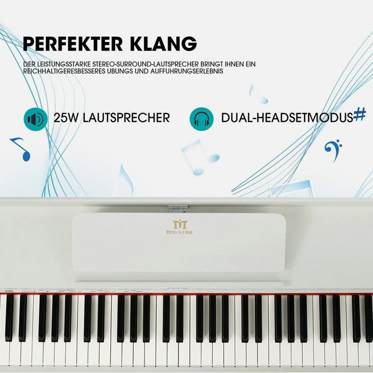 MUSTAR Digitalpiano E-Piano, 88 Tasten, Hammermechanik, USB/MIDI 4