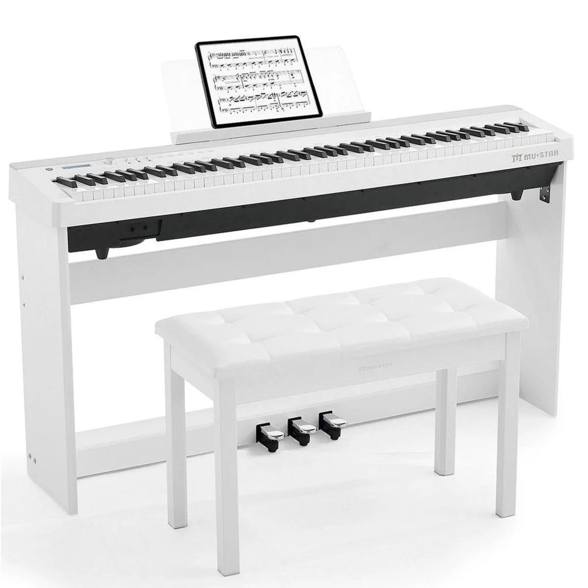 MUSTAR Digitalpiano, 88 Tasten, Hammermechanik, 3 Pedale & USB/MIDI