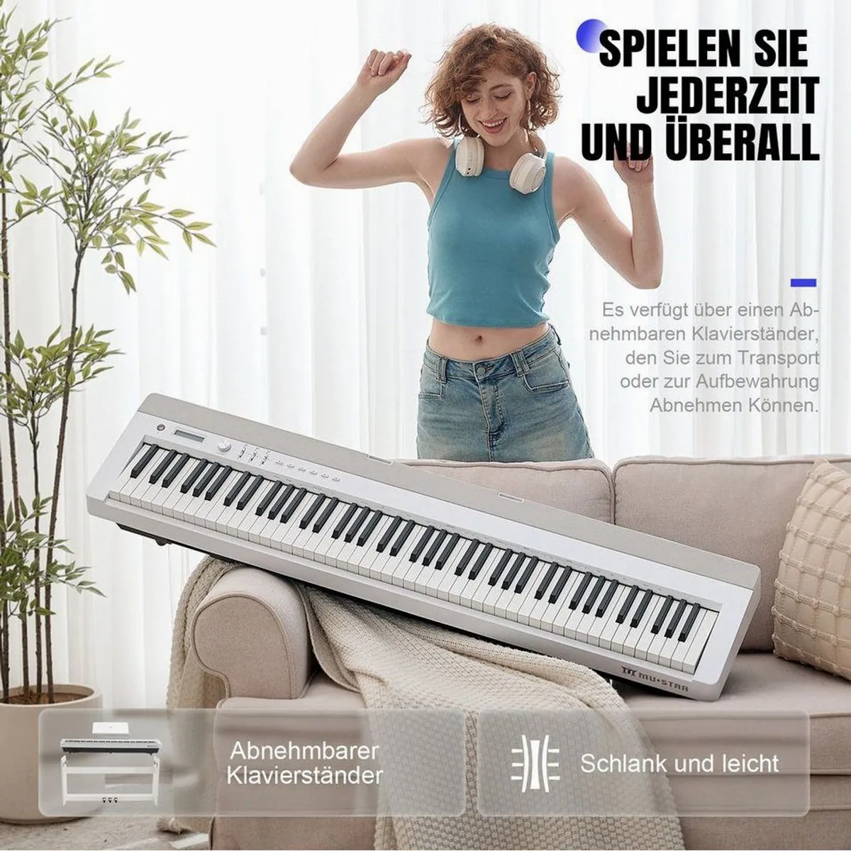 MUSTAR Digitalpiano, 88 Tasten, Hammermechanik, 3 Pedale & USB/MIDI 5
