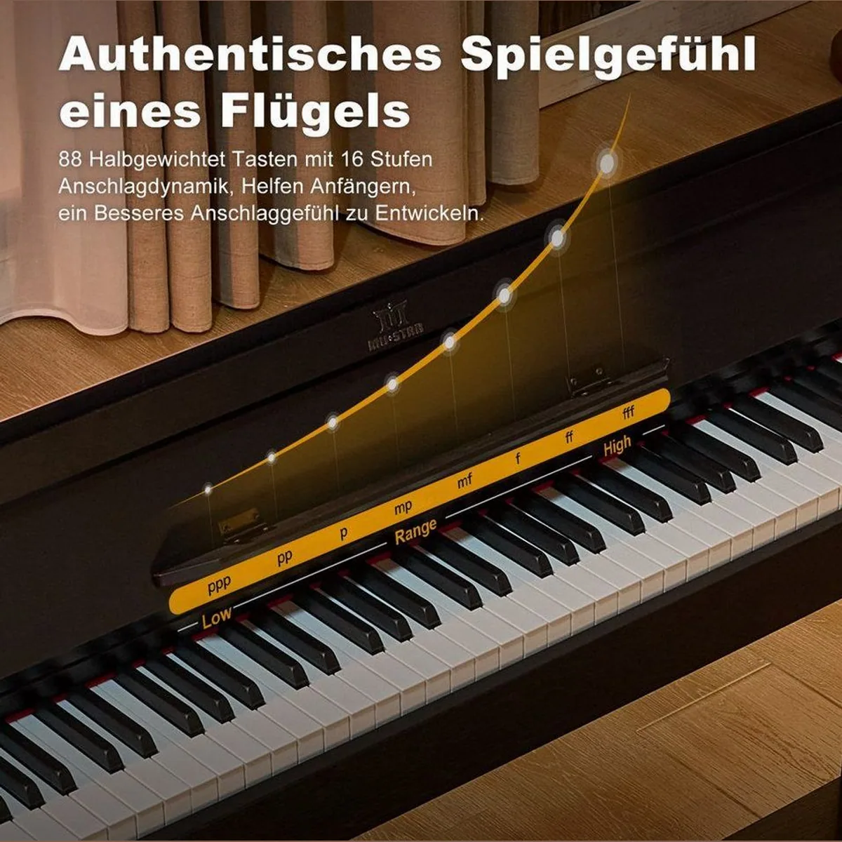 MUSTAR Digitalpiano, 88 Tasten, Bluetooth & 3 Pedale — vielseitig, platzsparend, ideal für Einsteiger 3