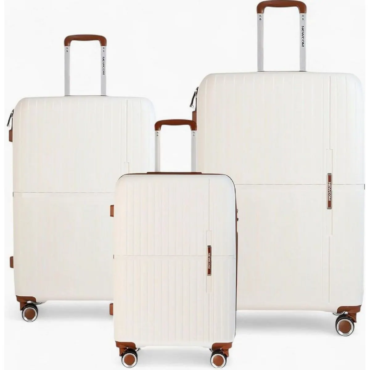NEWCOM Hartschalen-Trolley Set, 3 Koffer in Weiß, 4 Rollen, Zahlenschloss