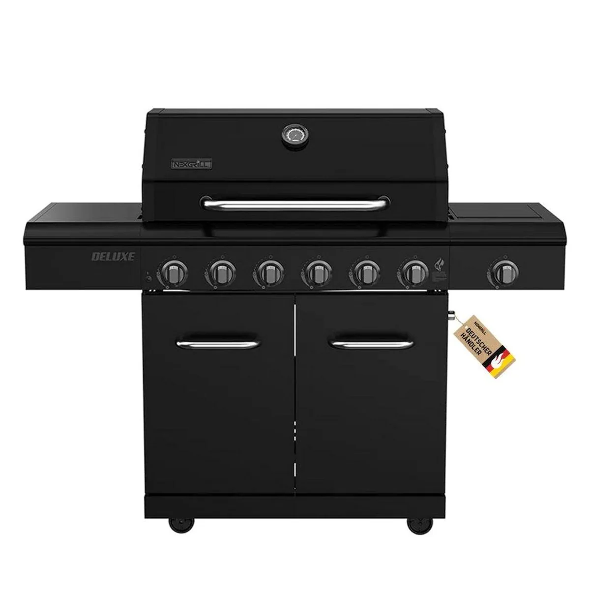 nexgrill Gasgrill 6B Deluxe, 6 Edelstahlbrenner, Seitenkochfeld, matt Schwarz