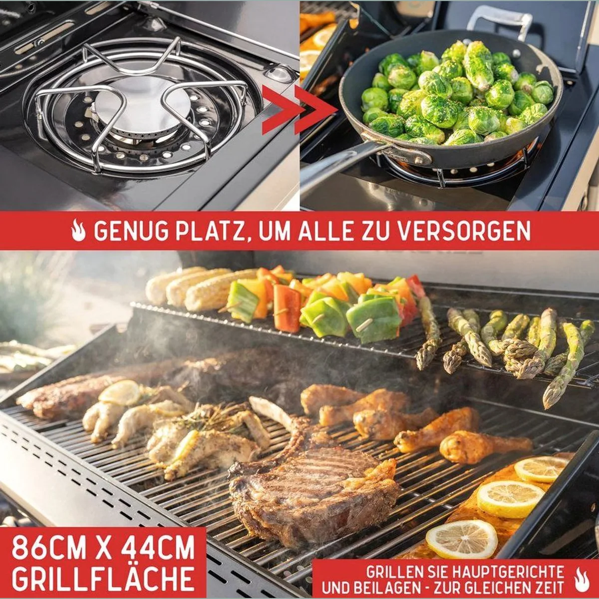 nexgrill Gasgrill 6B Deluxe, 6 Edelstahlbrenner, Seitenkochfeld, matt Schwarz 5