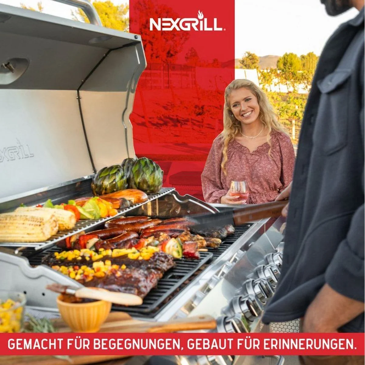 nexgrill Gourmet Pro Gasgrill 6B, 22 kW, Keramik-Seitenbrenner, Gusseisen Plancha 5