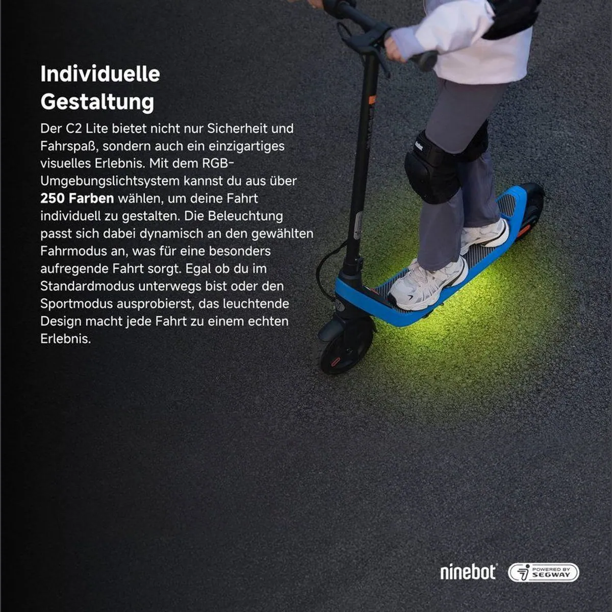 Ninebot eKickScooter C2 Lite, 16 km/h, bis zu 14 km Reichweite, perfekt für Kinder 4