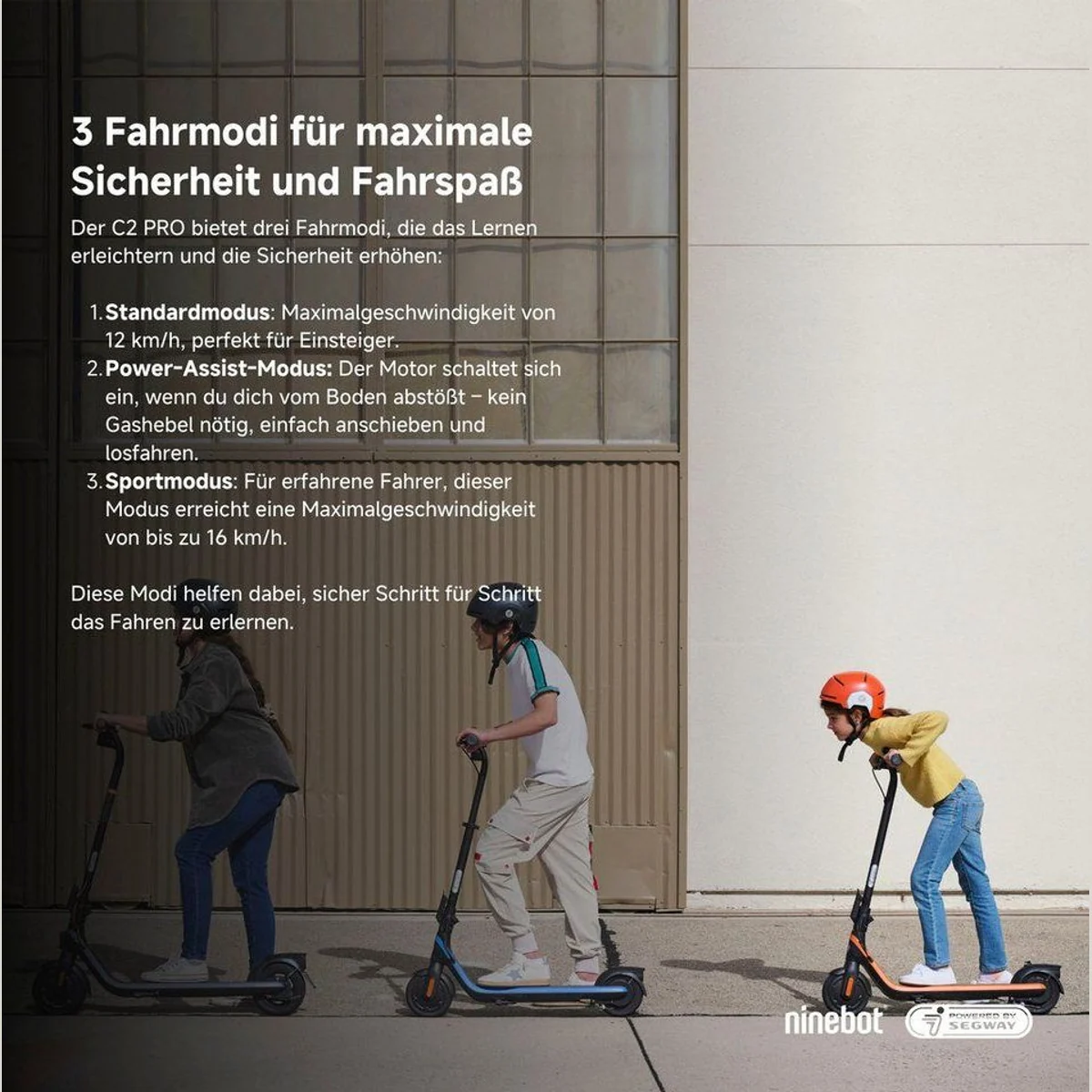 Ninebot C2 Pro E KickScooter, 16 km/h, bis zu 20 km Reichweite, ideal für Kinder 3