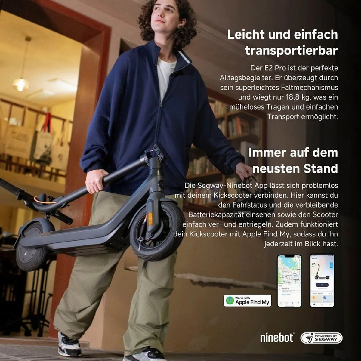 Ninebot E2 Pro D KickScooter, 20 km/h, 35 km Reichweite, 750 W Motor 3