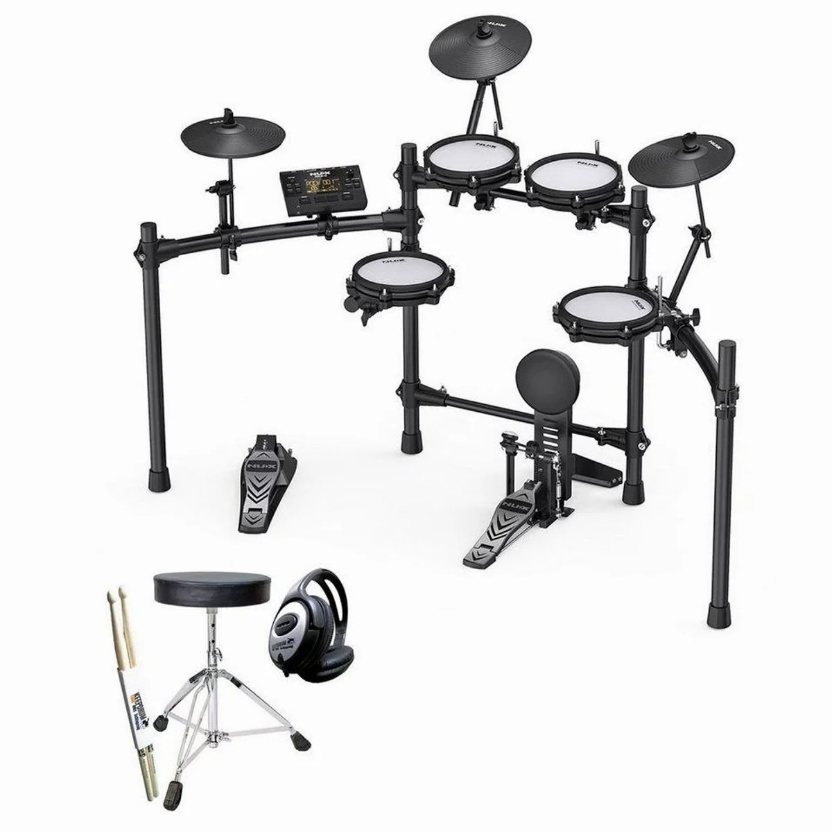 Nux DM-210 E-Drum Set, authentisches Spielgefühl, platzsparend, inkl. Zubehör