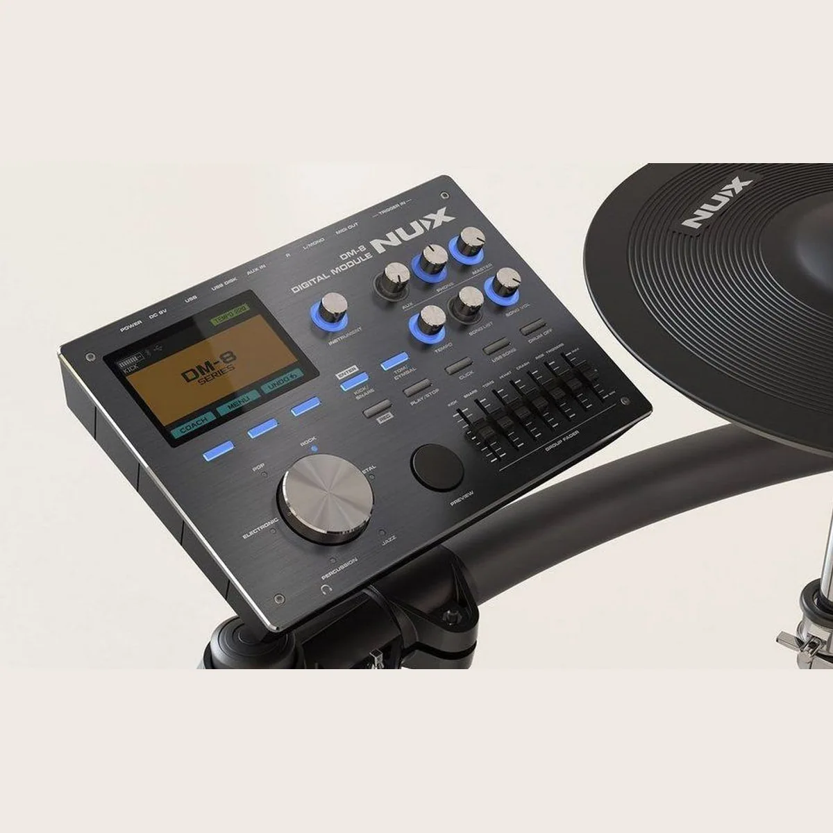 Nux DM-8 E-Drum Schlagzeug, 9-teiliges Set mit Soundmodul und Zubehör 3