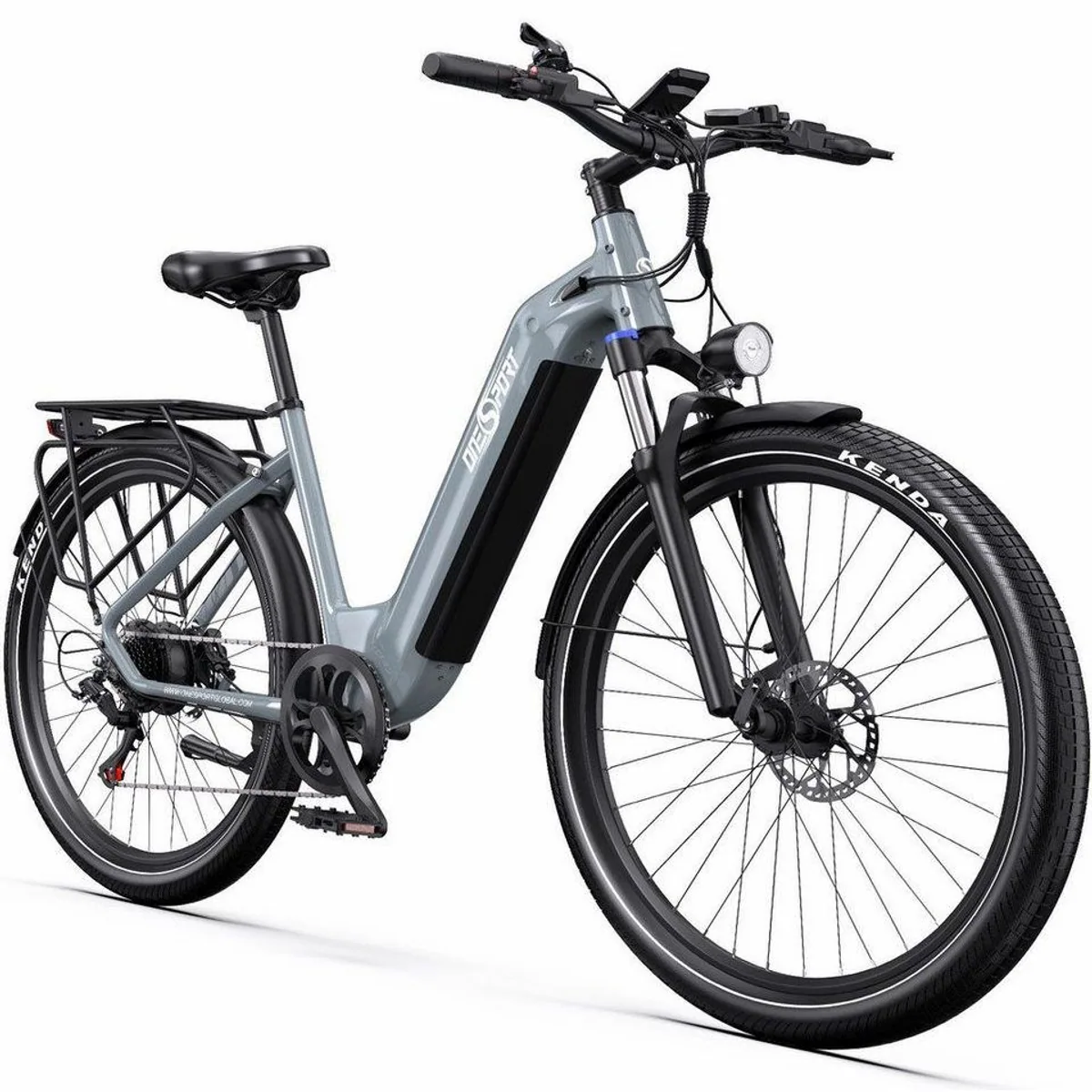 Onesport E-Bike Cityrad, 120 km Reichweite, 7-Gang Shimano — 250 W Heckmotor, hydraulische Bremsen, Smartphone-Steuerung