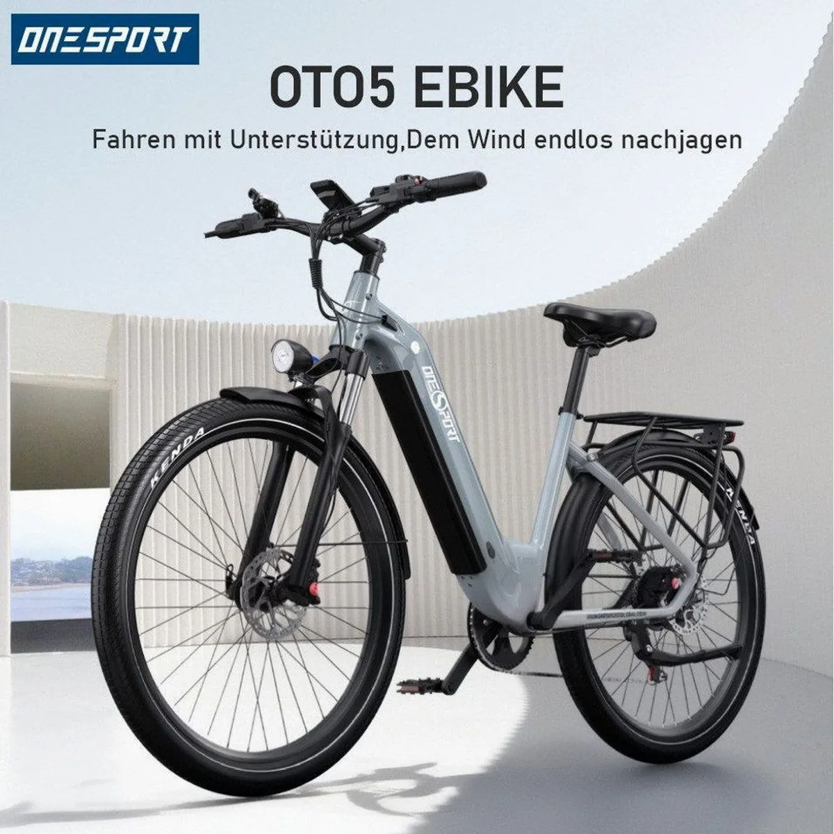 Onesport E-Bike Cityrad, 120 km Reichweite, 7-Gang Shimano — 250 W Heckmotor, hydraulische Bremsen, Smartphone-Steuerung 2