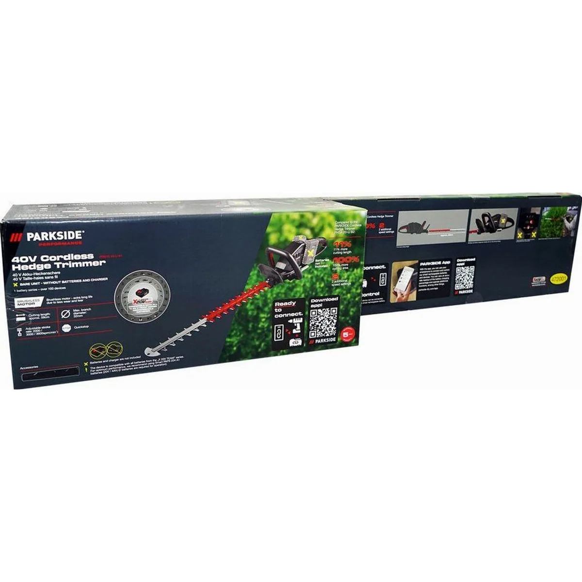 PARKSIDE PERFORMANCE Akku-Heckenschere PPAHS 40, bürstenloser Motor, 590 mm Schnittlänge, 3-stufige Drehzahl 3