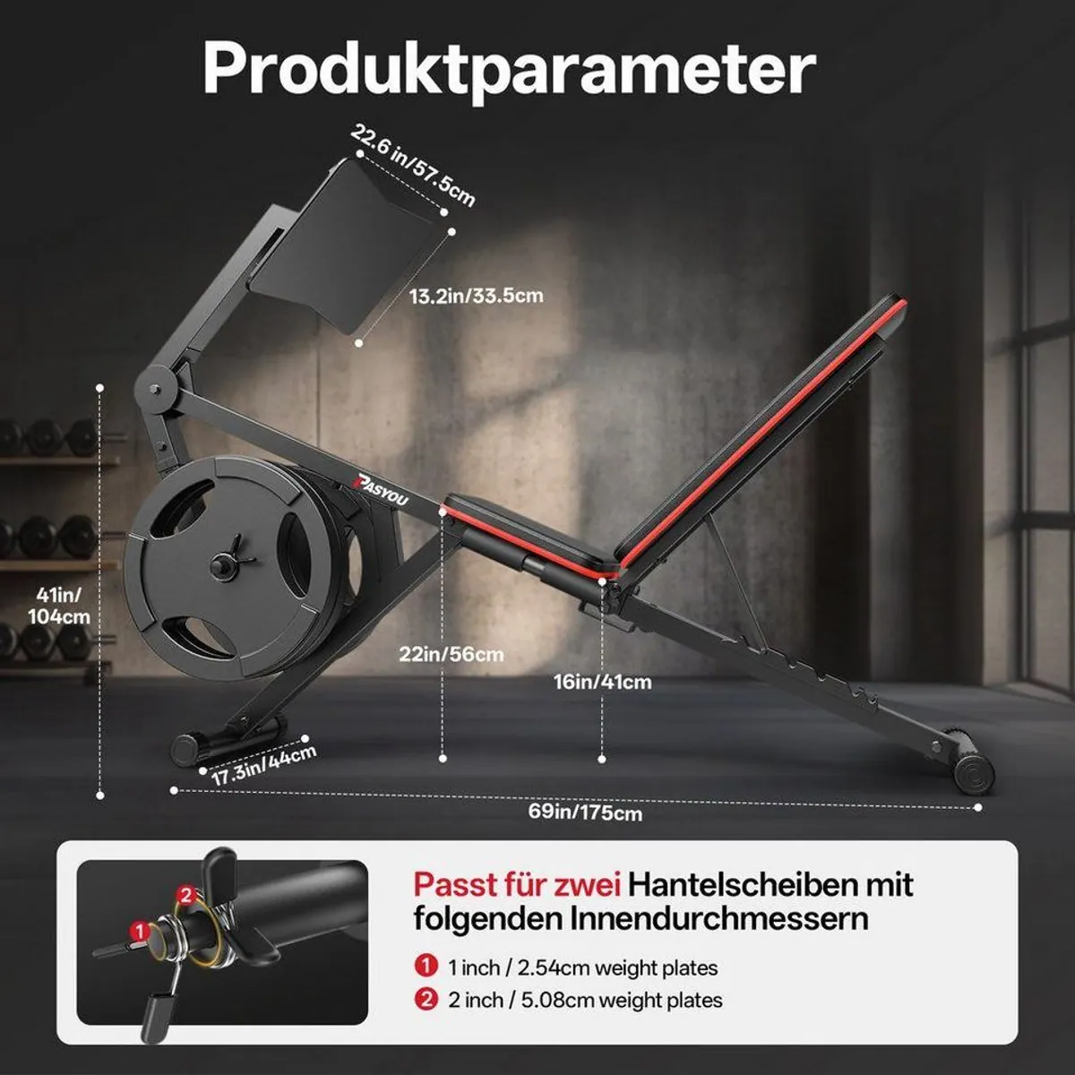 PASYOU Beinpresse, 6-fach verstellbare Rückenlehne, 200 kg Belastbarkeit 2