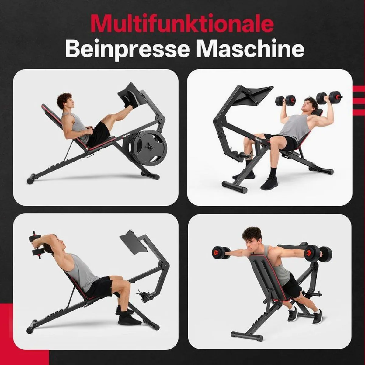 PASYOU Beinpresse, 6-fach verstellbare Rückenlehne, 200 kg Belastbarkeit 4