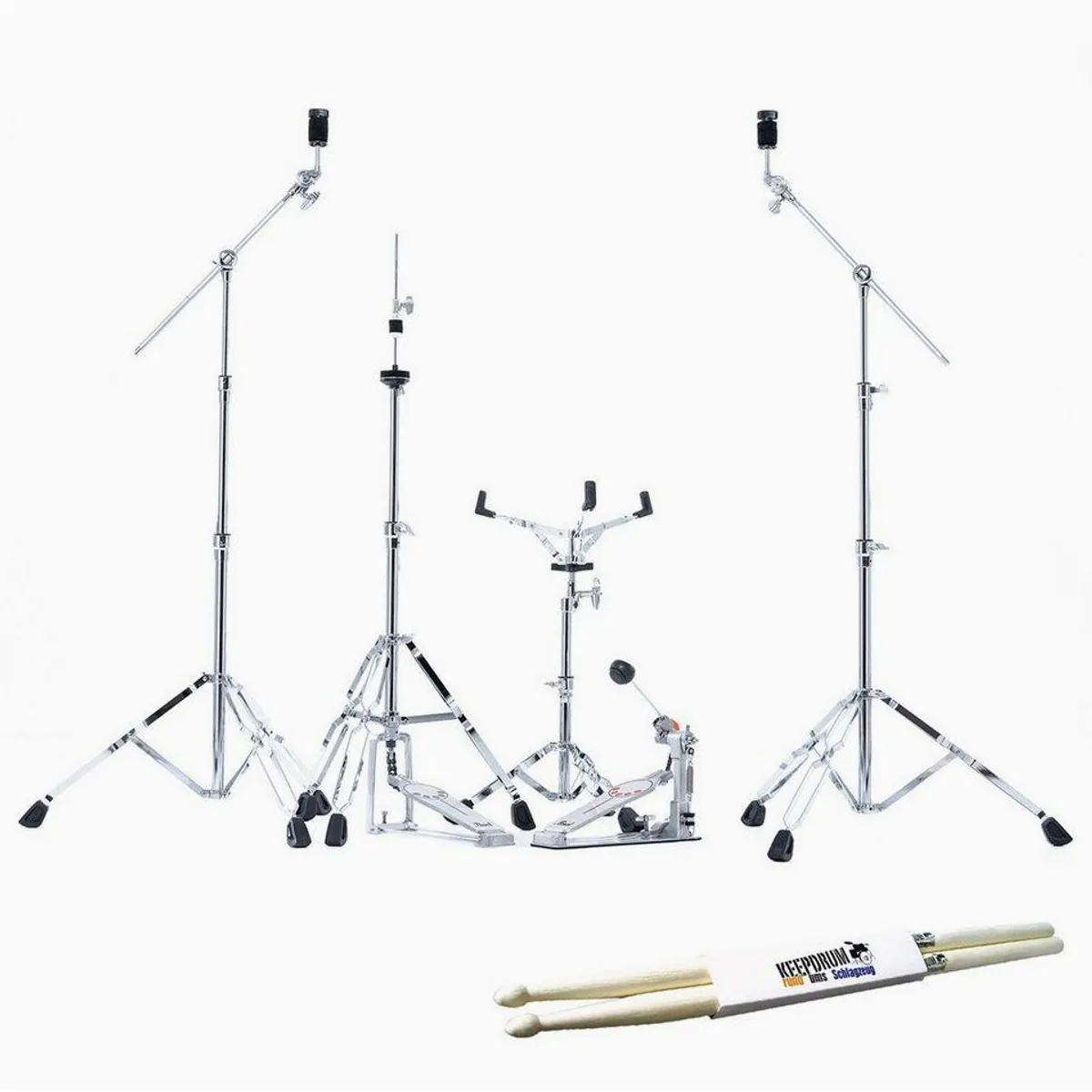 Pearl HWP-834 Hardware Set, 5-teilig, robuste Bauweise, inklusive Schlagzeugstöcke