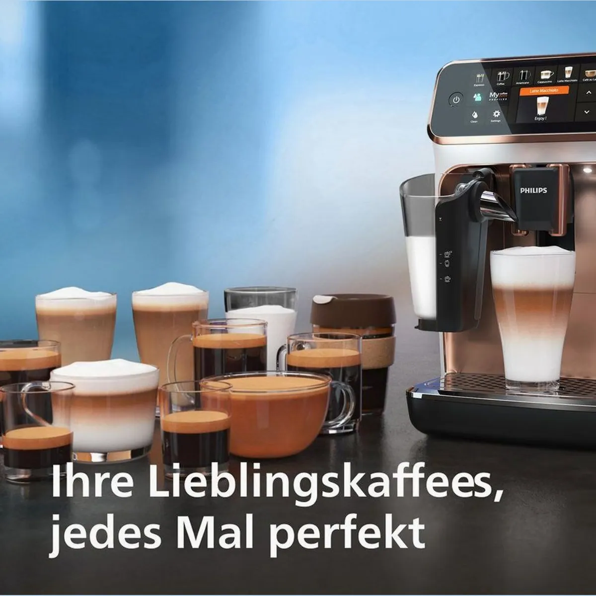 Philips Kaffeevollautomat EP5443/70 5400 Series, 12 Kaffeespezialitäten, LatteGo Milchsystem 5