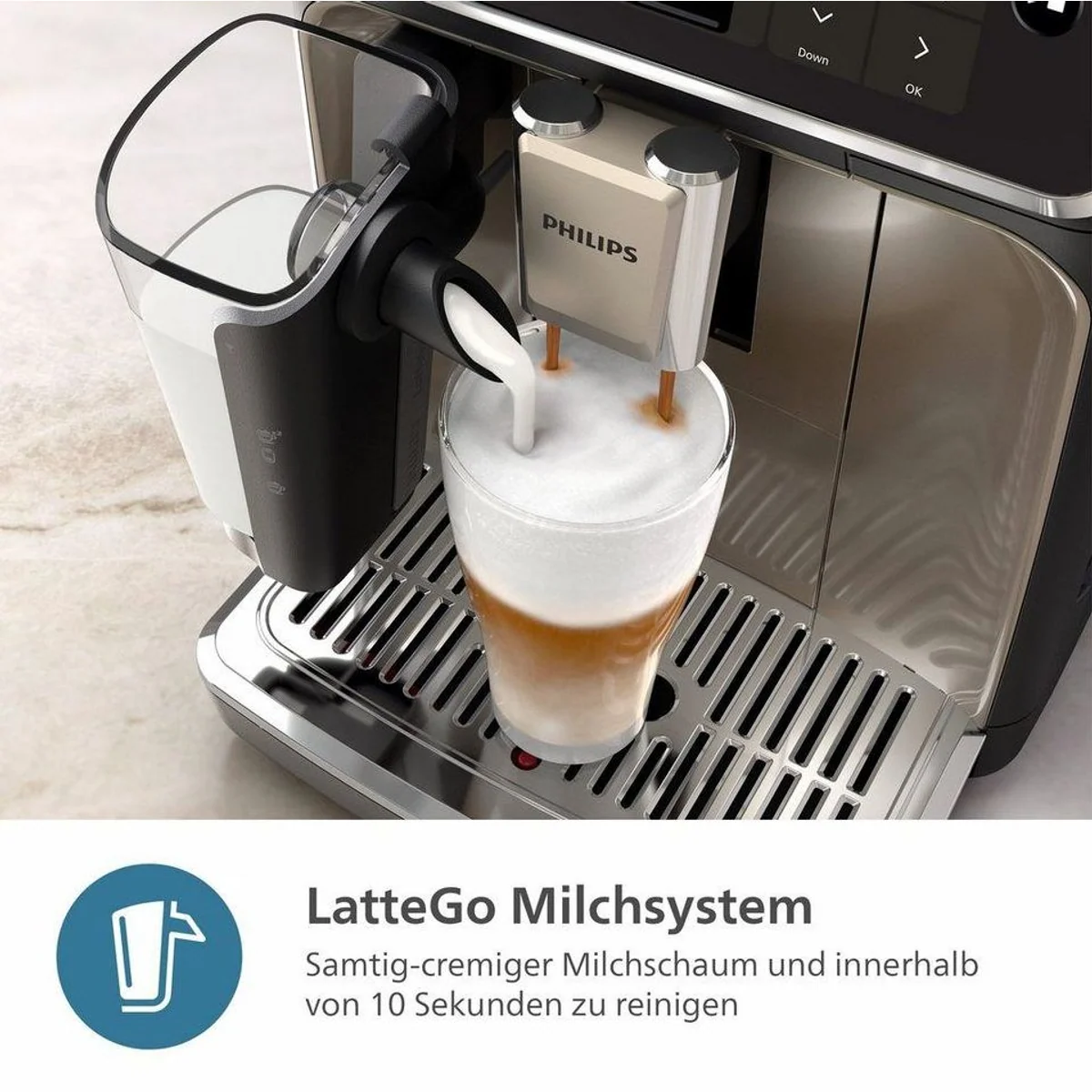 Philips EP5547/90 Kaffeevollautomat, 20 Kaffeespezialitäten, LatteGo-System, SilentBrew Technologie 4