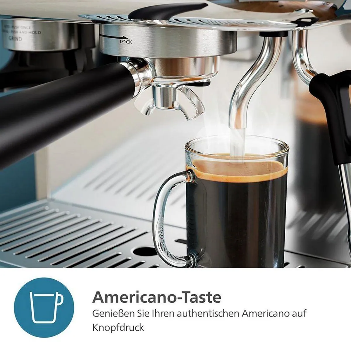 Philips PSA3218/01 Espressomaschine, halbautomatisch, Edelstahl-Siebträger, Americano-Funktion 2