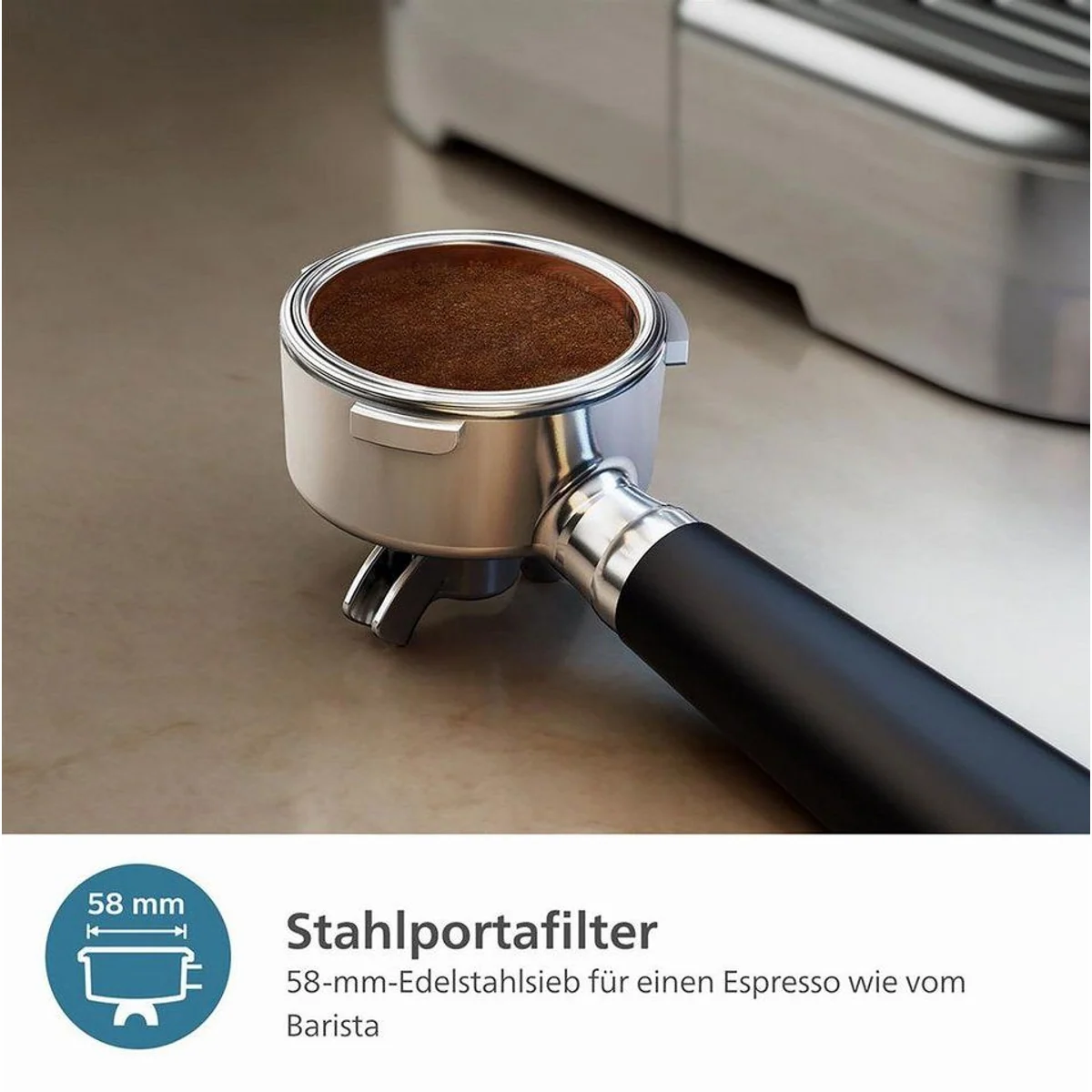 Philips PSA3218/01 Espressomaschine, halbautomatisch, Edelstahl-Siebträger, Americano-Funktion 3