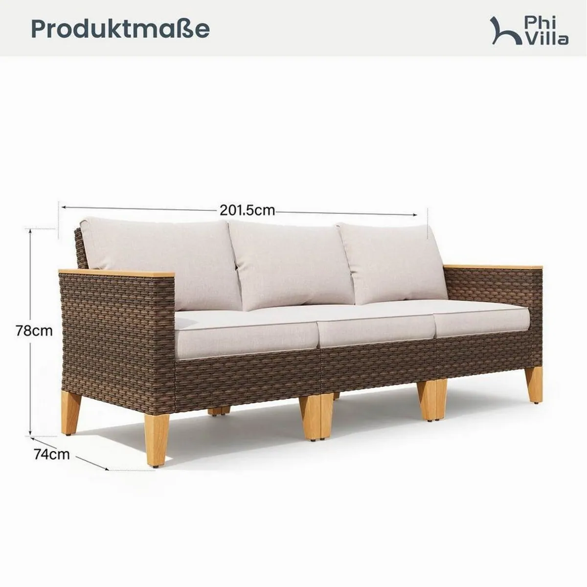 PHI VILLA Gartenlounge-Set, wetterfest, pflegeleicht, handgewebtes Rattan 2