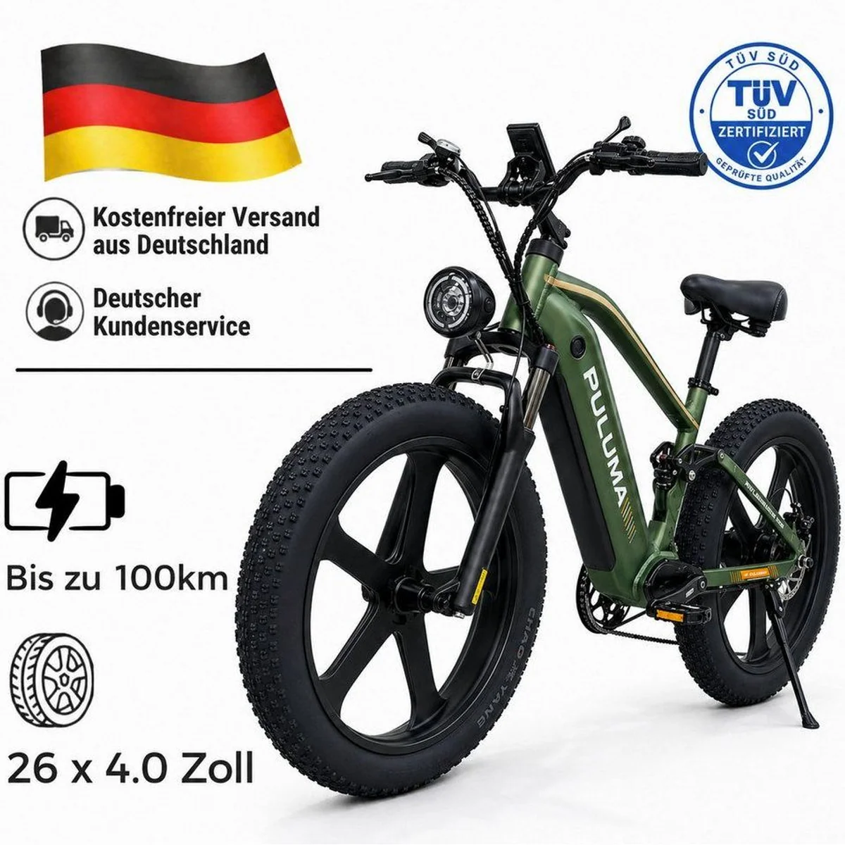 PixelPilot E-Bike Mountainbike 52V 20Ah, 26 Zoll, 7-Gang Shimano — robust, vielseitig, hohe Reichweite
