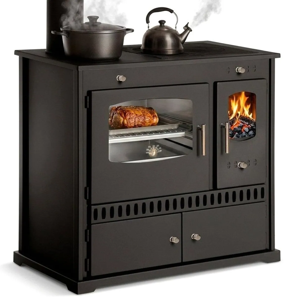 Prometey P ECO INOX Küchenofen, 7 kW, Edelstahlbackfach, moderne Brennraumtechnik