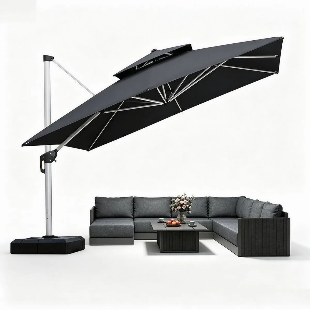 PURPLE LEAF Ampelschirm, 360° Rotation, UV50+ Schutz, 300x300 cm