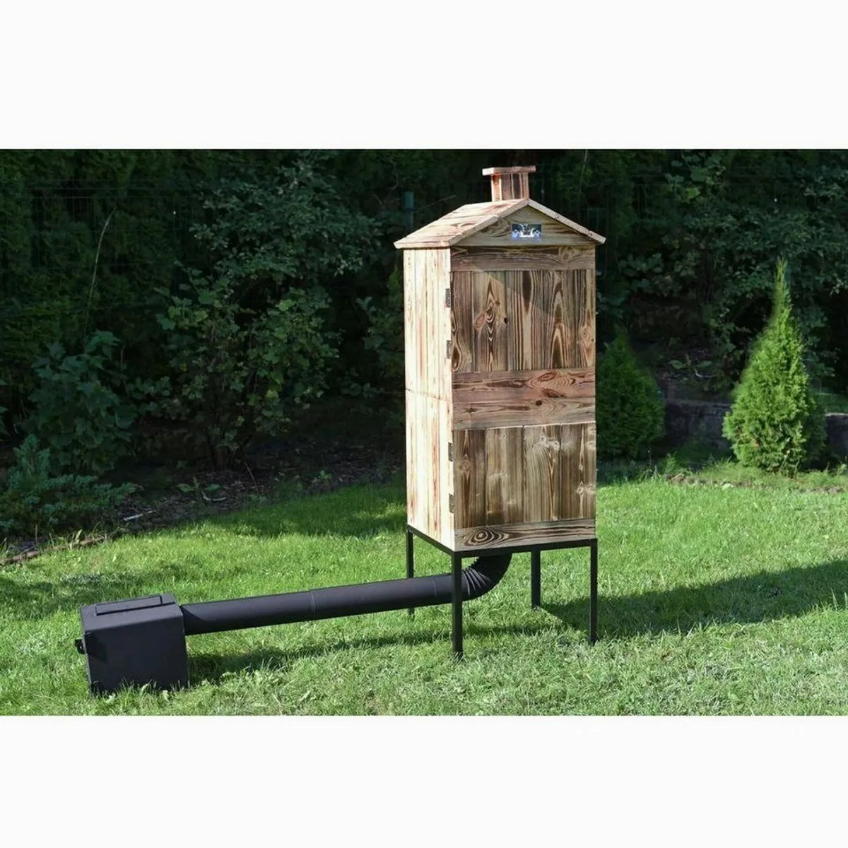 QLS Räucherofen aus Holz, zwei Kammern, witterungsbeständig, große Kapazität 4