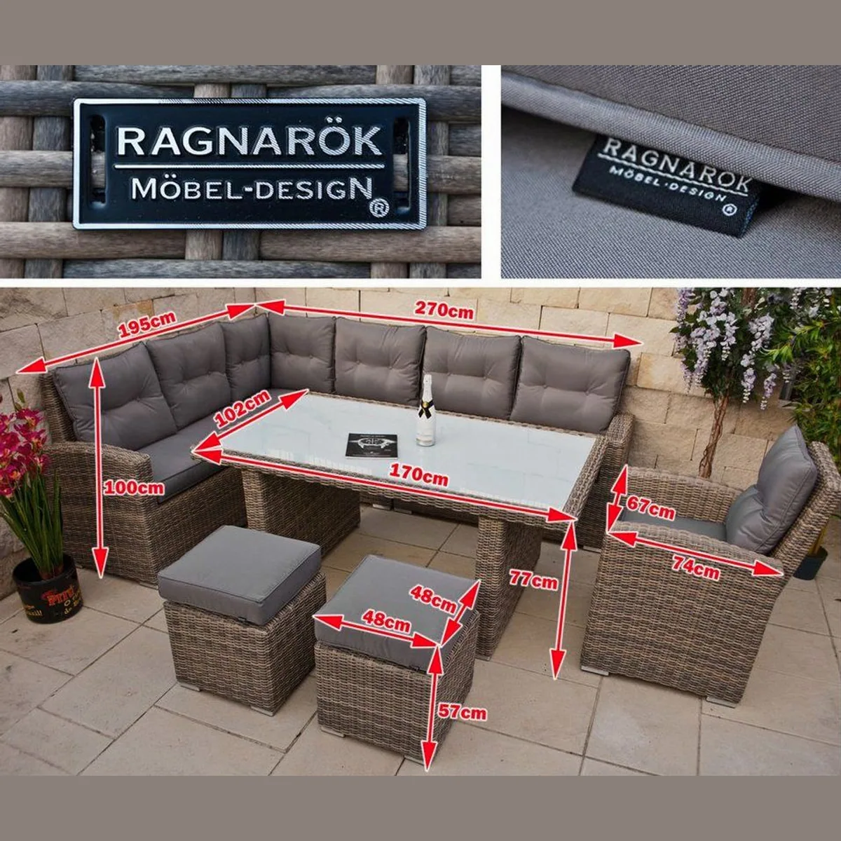 Ragnarök Möbel-Design Gartenlounge-Set Wieland XL, großzügig & flexibel 2