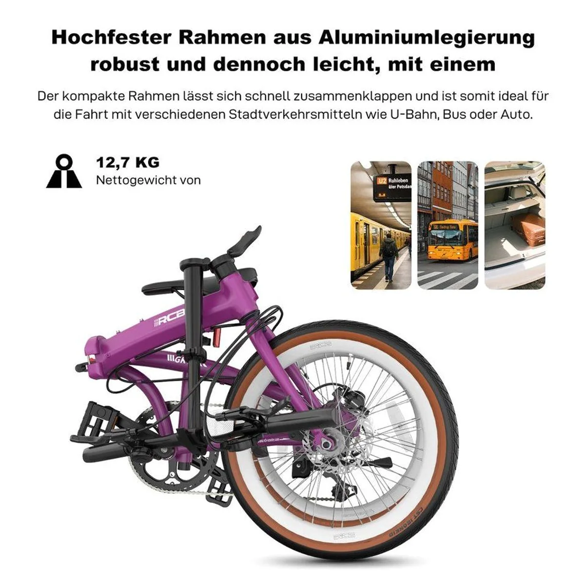 RCB GK4 Faltrad, doppelt faltbar, 20 Zoll, 7-Gang für Pendler 2