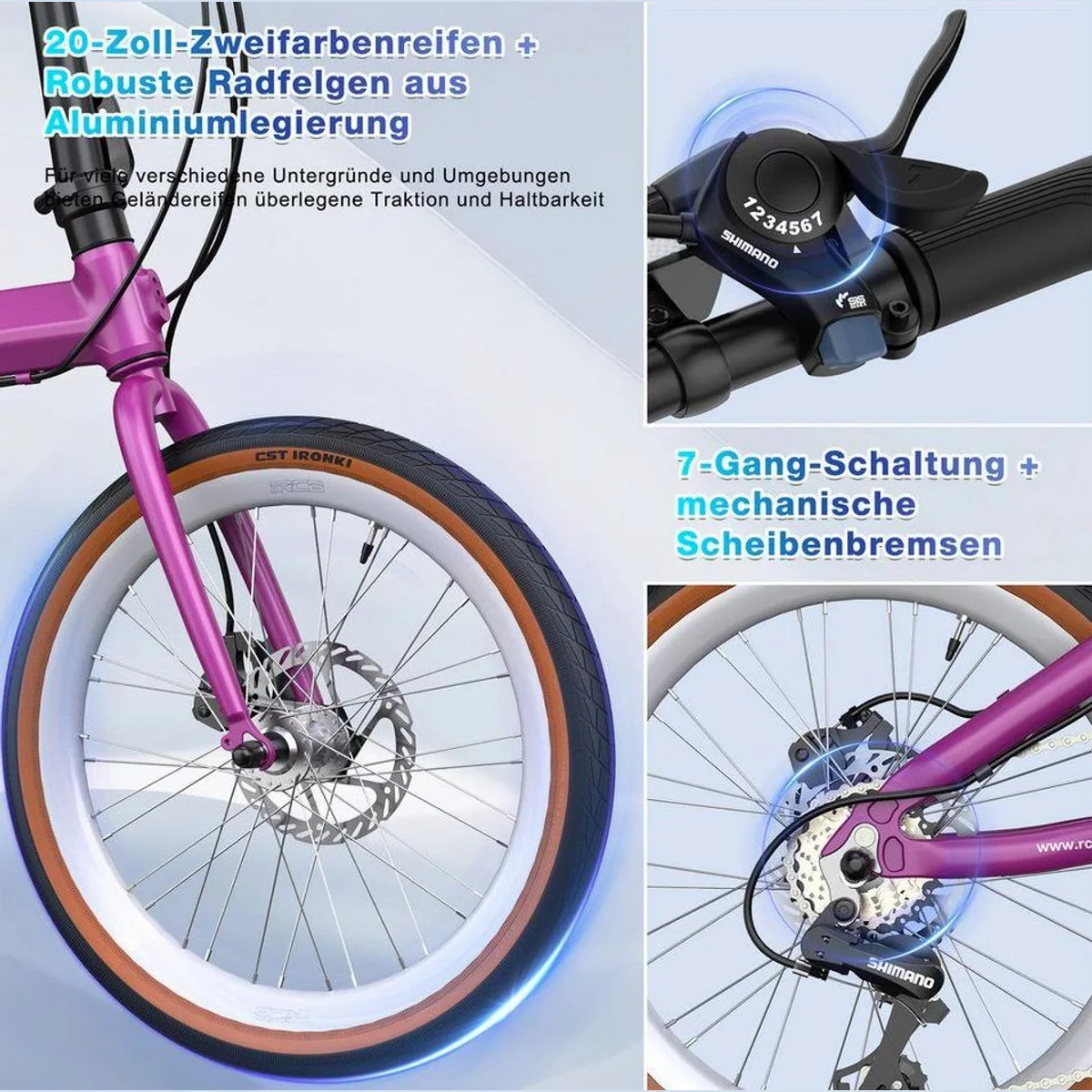 RCB GK4 Faltrad, doppelt faltbar, 20 Zoll, 7-Gang für Pendler 3