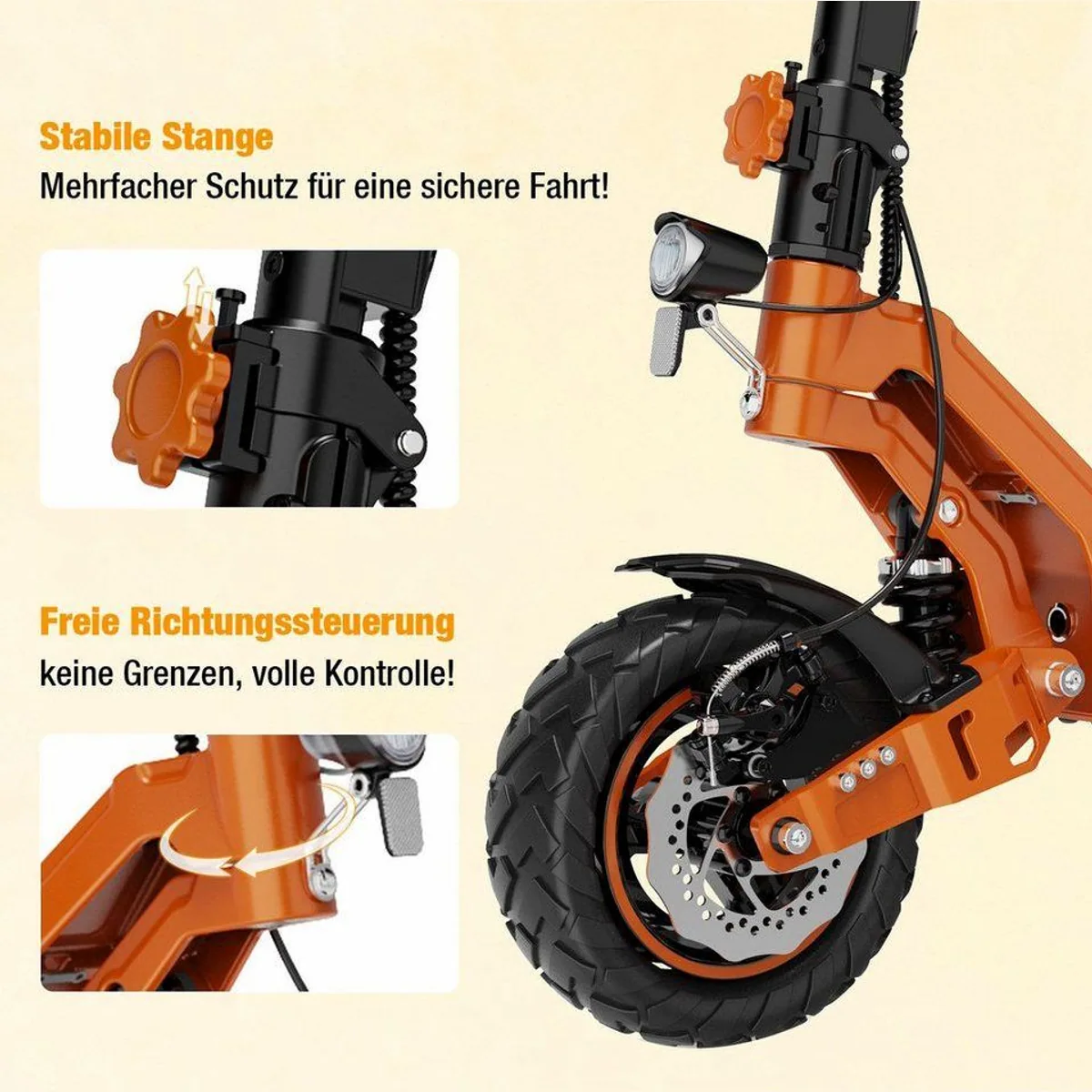 RCB D7/D7PRO E-Scooter, 90-120 km Reichweite, 10" Reifen, 500 W Motor 3