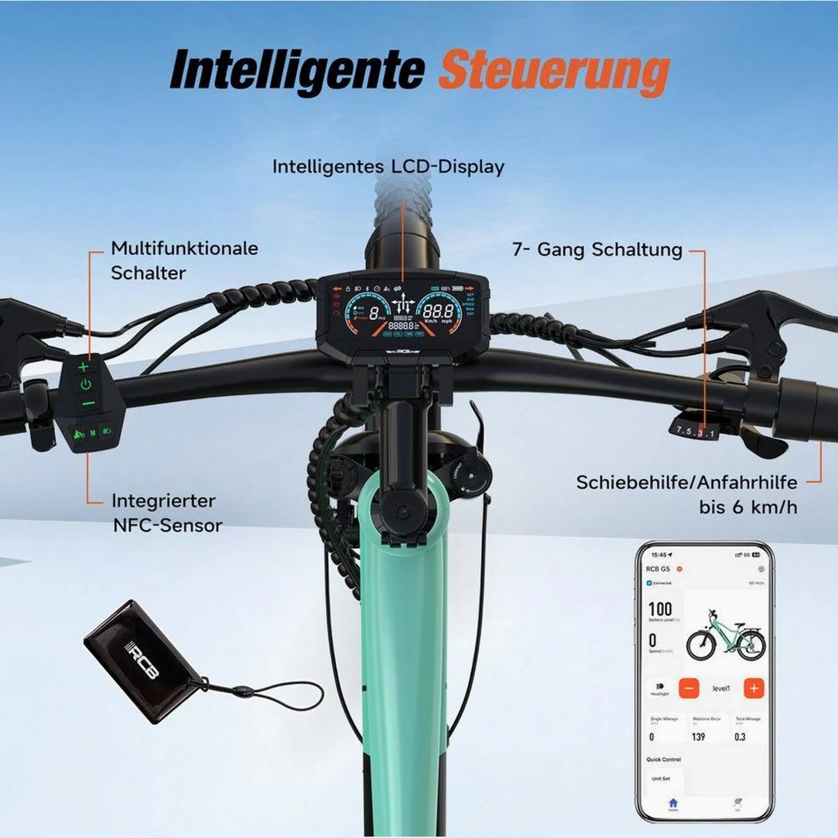RCB E-Bike Pedelec G5, 27,5 Zoll, 468 Wh Akku, 7-Gang-Schaltung, APP & NFC 5