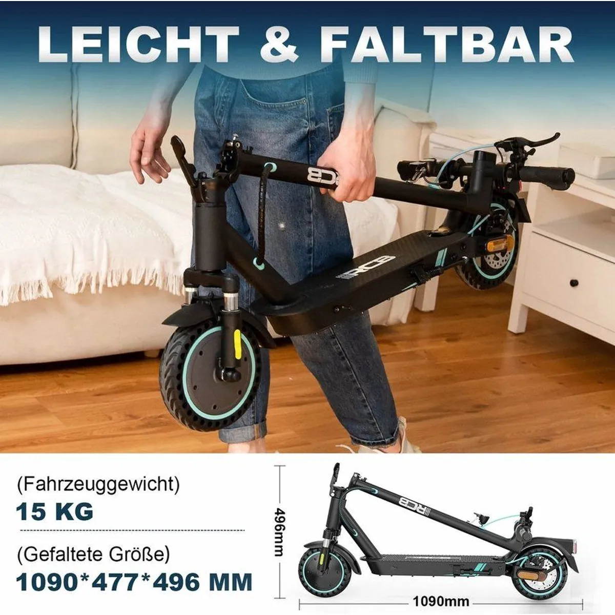 RCB EV85F E-Scooter, 400 W Motor, klappbar, APP-Steuerung 5