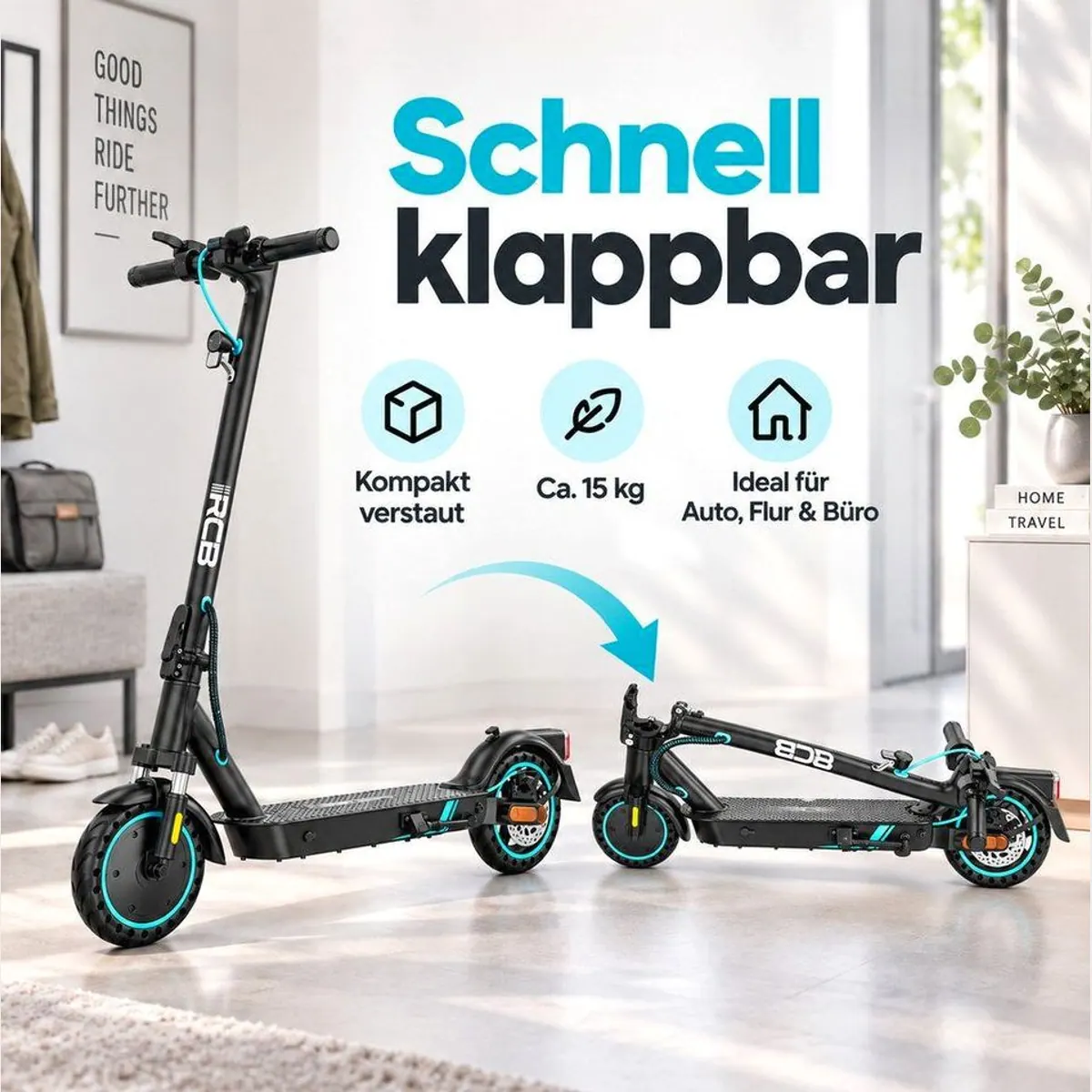 RCB EV85F E-Scooter, 400W Motor, 30 km Reichweite, APP-Funktion, faltbar 4