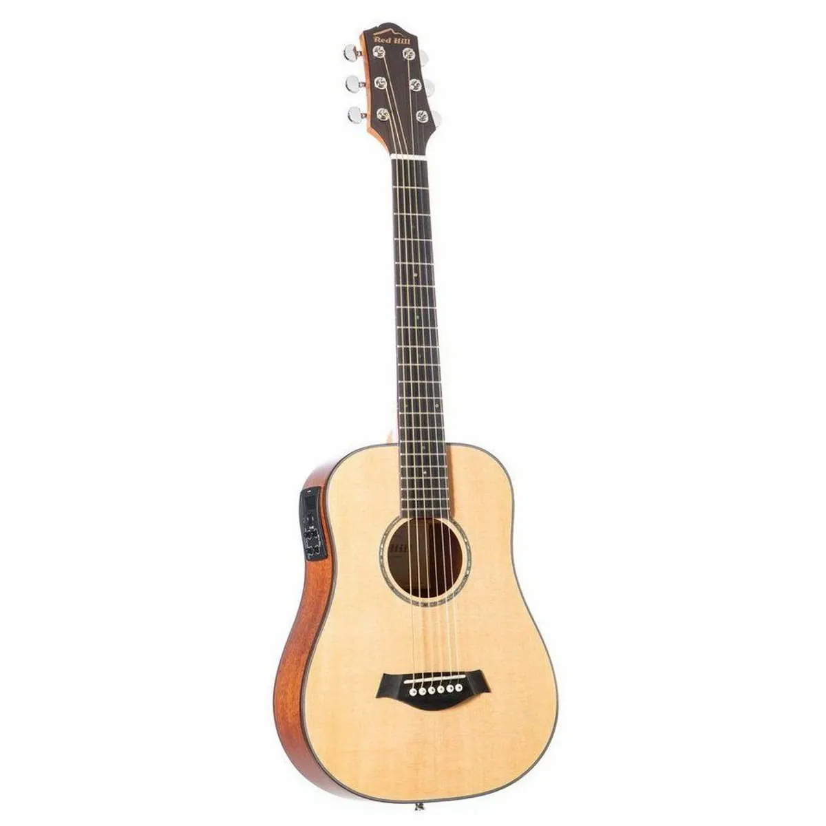 Red Hill Dreadnought Mini Westerngitarre, kompakt, ideal für Reisen, mit Pickup