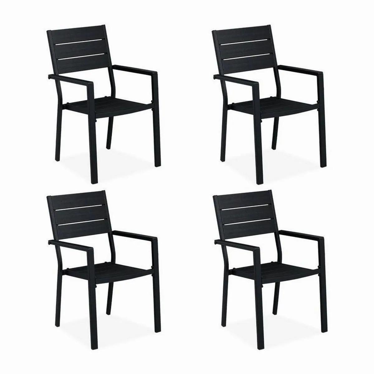 relaxdays Gartenstuhl 4er Set, modernes Design, komfortable Armlehnen, robuste Materialien