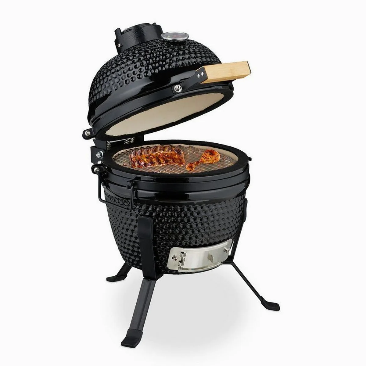 relaxdays Kamado Grill, vielseitig einsetzbar, präzise Temperaturregelung, platzsparend