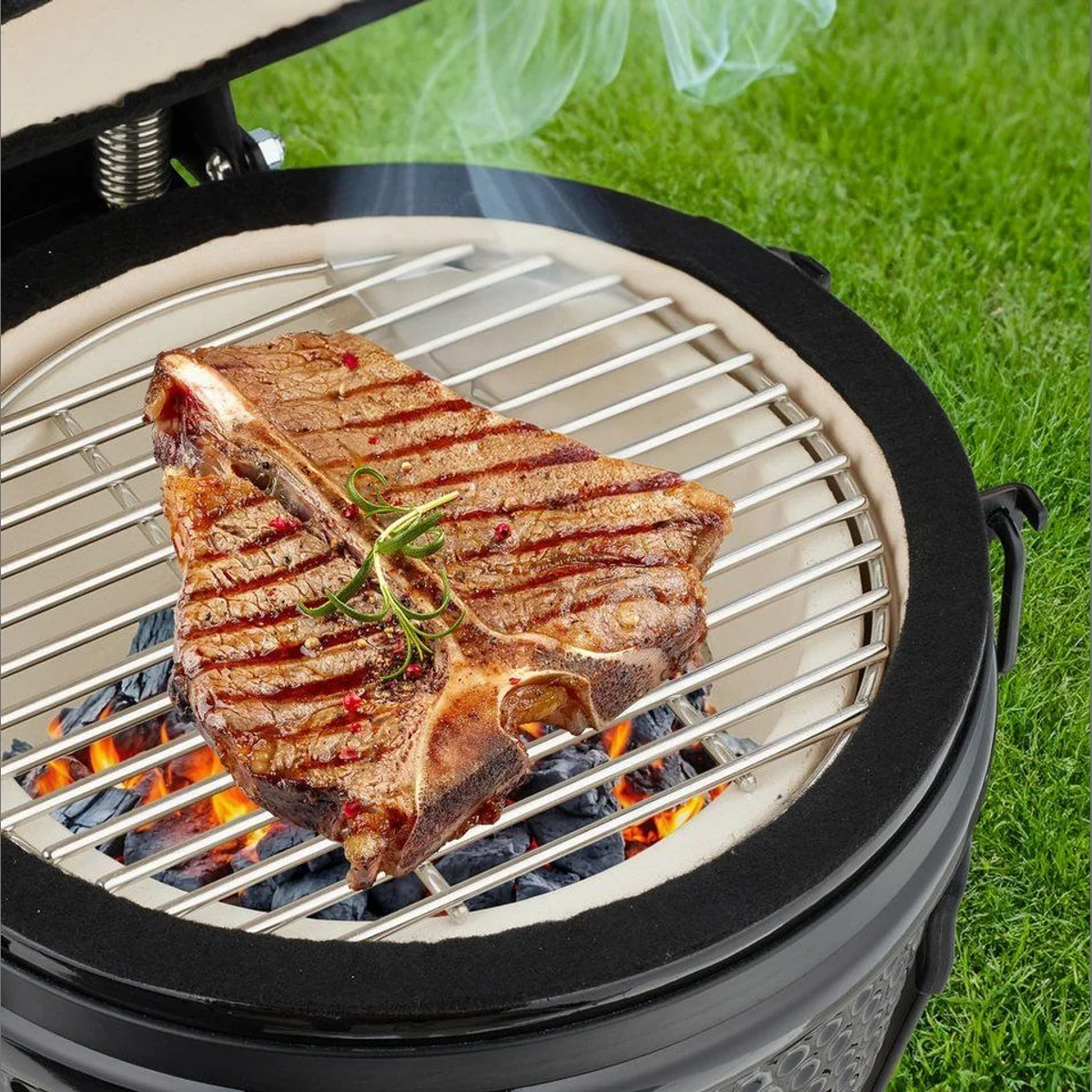 relaxdays Kamado Grill, vielseitig einsetzbar, präzise Temperaturregelung, platzsparend 2