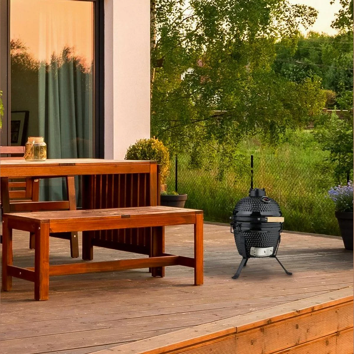 relaxdays Kamado Grill, vielseitig einsetzbar, präzise Temperaturregelung, platzsparend 3