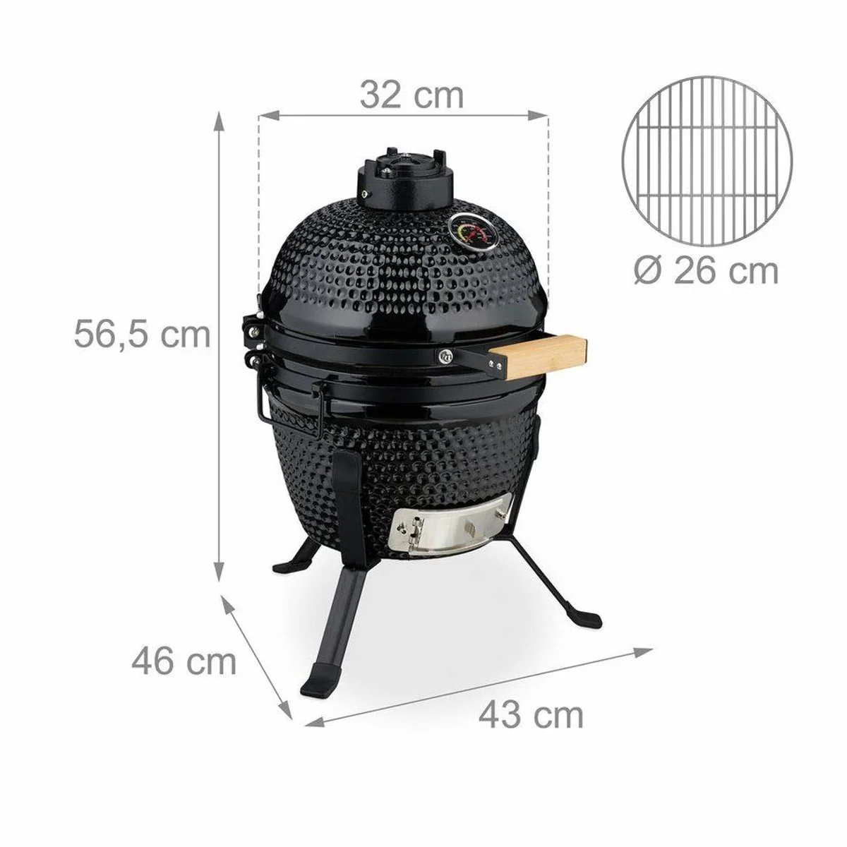 relaxdays Kamado Grill, vielseitig einsetzbar, präzise Temperaturregelung, platzsparend 4