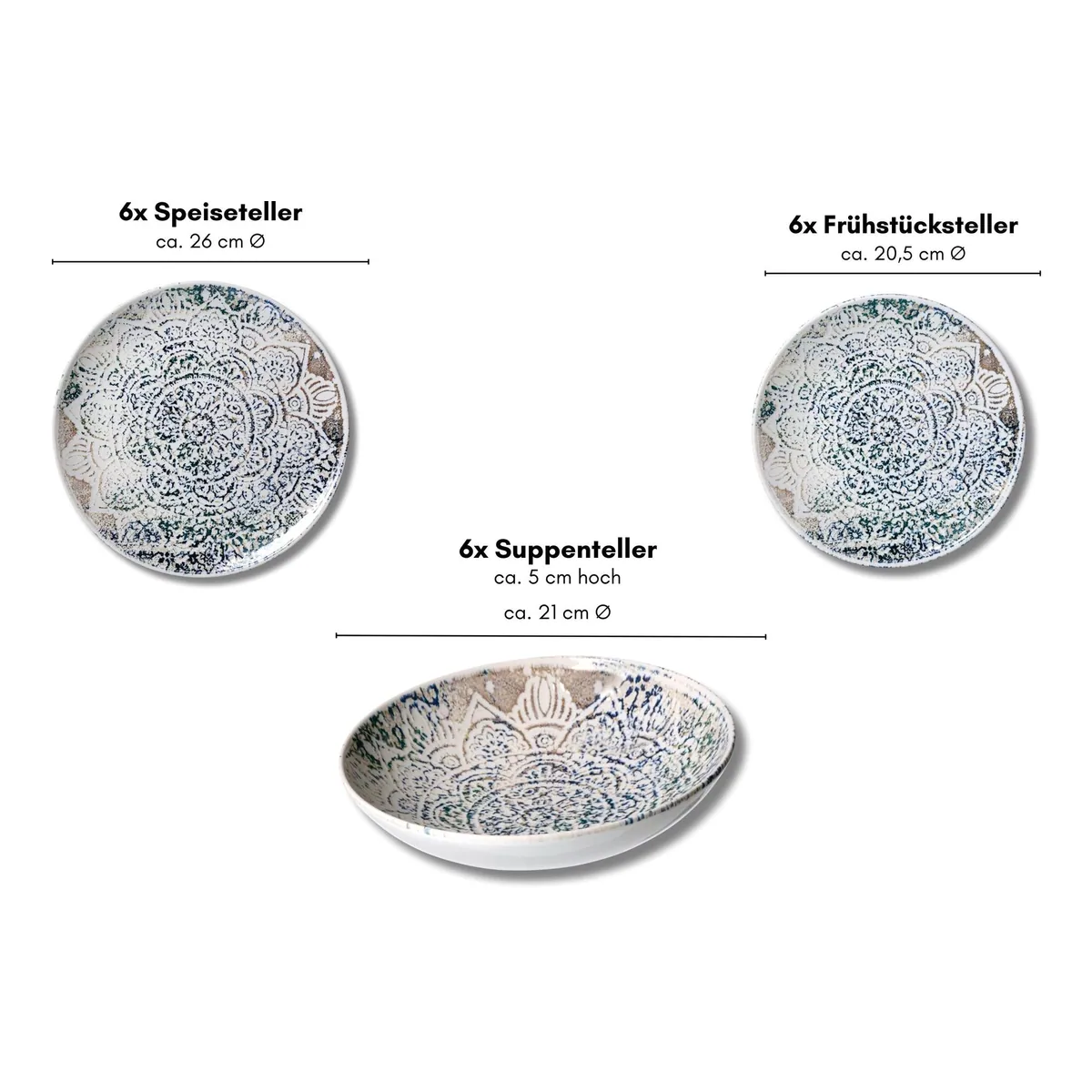 Ritzenhoff Tafelservice Luig, 18-tlg., für 6 Personen, Steinzeug, authentisches Design 4