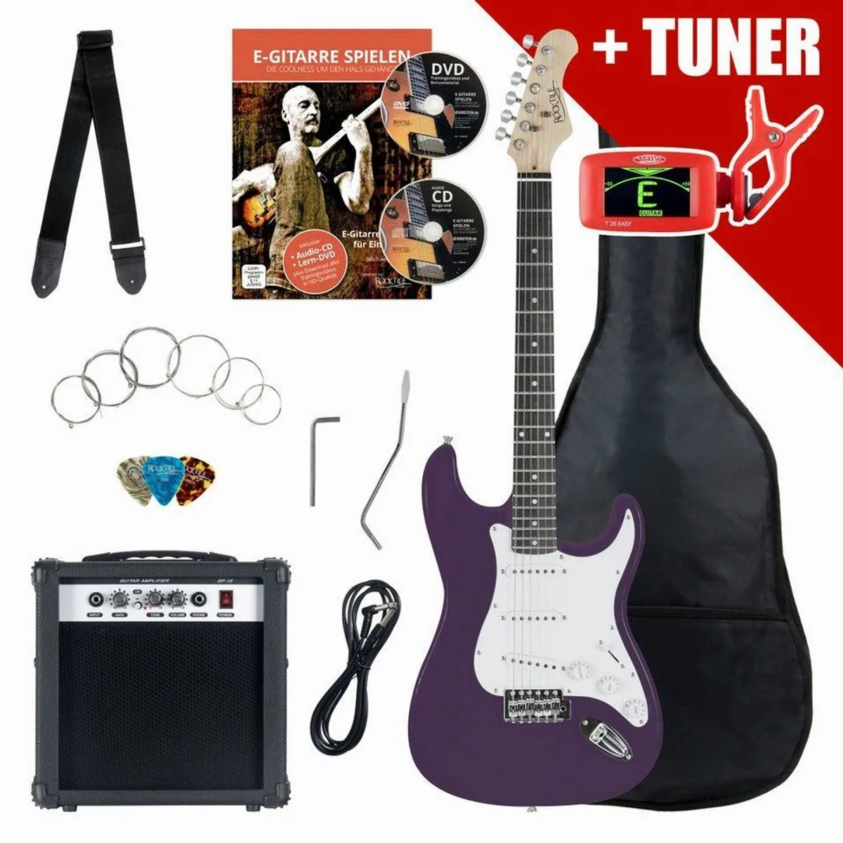 Rocktile E-Gitarre ST-Pack Komplettset, inkl. Verstärker und Zubehör