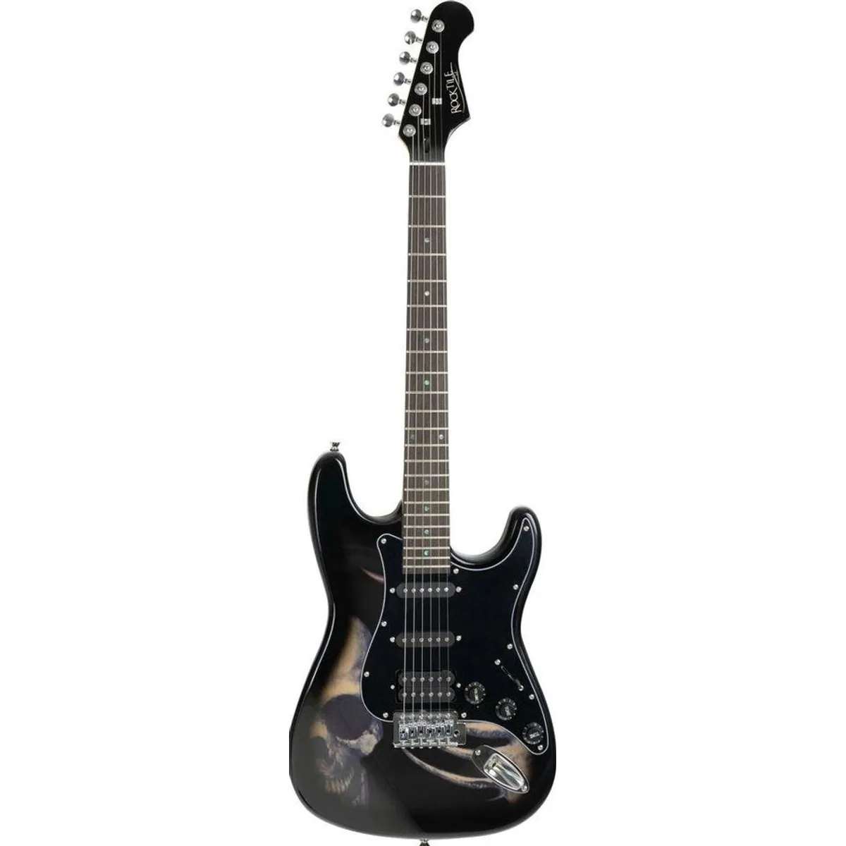 Rocktile Pro ST60-SK E-Gitarre, auffälliges Skull-Design, vielseitige HSS-Bestückung 2